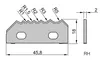 Frezite Sickle Cutter HW 45.8x18x2.0 RH, R=1/1.5/2/3/5/20° anti-chipping bevel, polished, for Homag